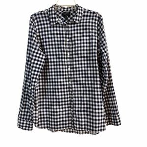 J. Crew Boy Black White Gingham Button-down Shirt Size 12 Tall Long Sleeve